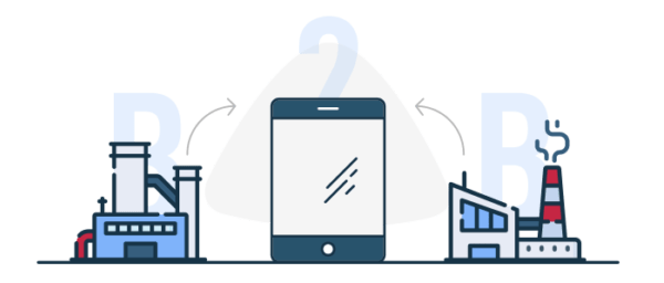 Ilustración Del Comercio Electrónico B2B, Las Ventas Entre Empresas.