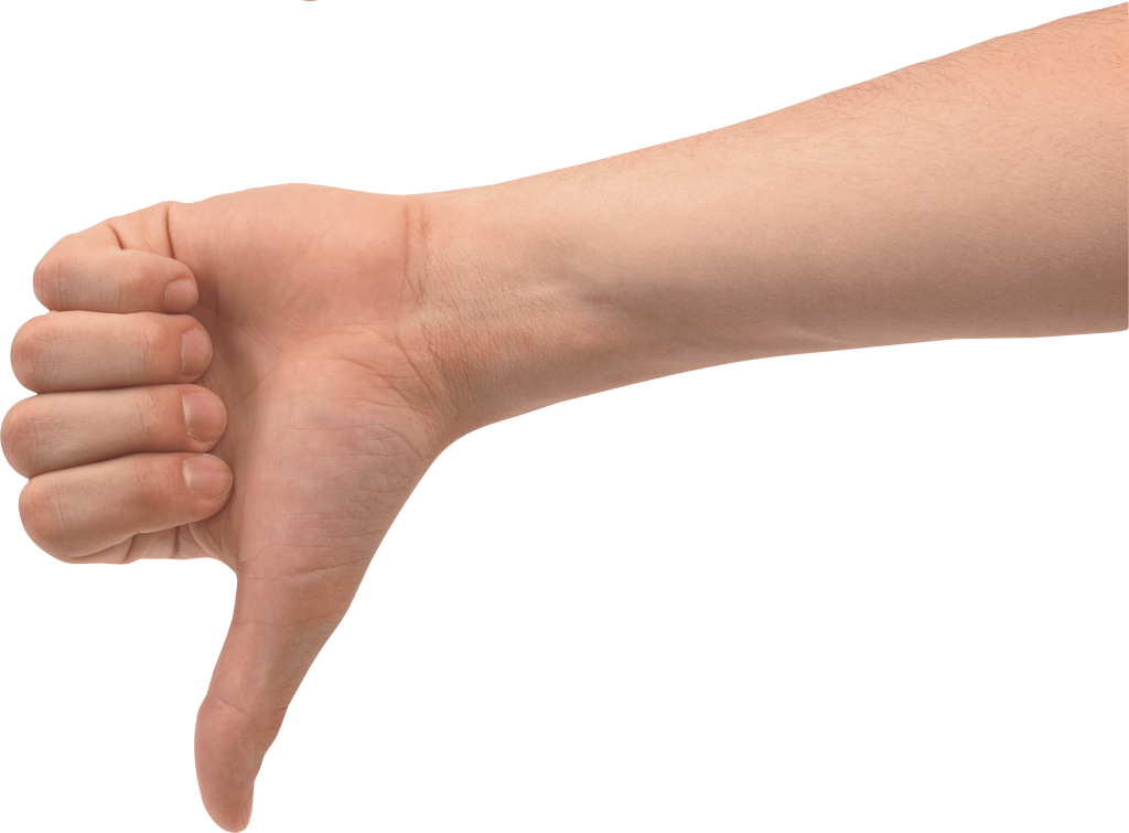 Mano Con Pulgar Hacia Abajo Como Señal De Desaprobación Ante Los Errores Comunes En Campañas Sem